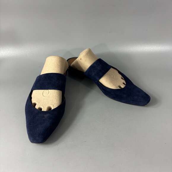 Aquatalia Made in Italy Navy Blue Suede Slide-in Sandals, Size 7 - Picture 1 of 13